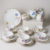 Meissen Teeservice für 6 Personen (22 Teile) Bunte Blume 1. Wahl nach 1934
