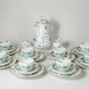 Meissen Kaffeeservice mit kleinen Tassen für 8 Personen (27 Teile) Indisch Grün Reich 1. Wahl nach 1