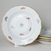 Meissen 6 x Speiseteller Streublümchen Goldrand 23 cm 1. Wahl Knaufzeit