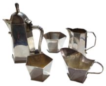 A contemporary Scottish silver matched five-piece silver coffee set, by