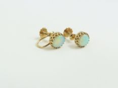 A pair of late 19th or early 20th century opal ear