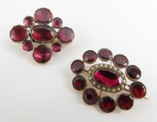 A Georgian foil back garnet and seed pearl brooch;