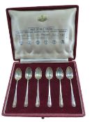 A cased set of six British Hallmarks silver tea sp