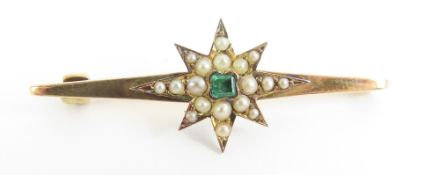 A Victorian bar brooch, the centre set with an eig