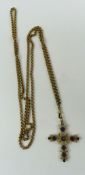 A Victorian cross and chain, the wirework cross se