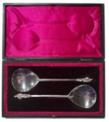 A cased pair of silver apostle type spoons, Robert