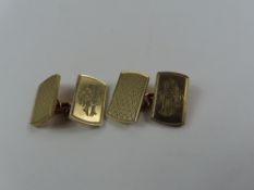 A pair of 1940's 9ct gold cufflinks, the rectangul