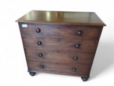 A Victorian mahogany chest of two short and three