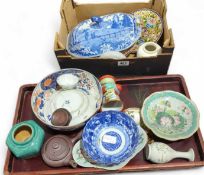 A Japanese Imari bowl, Chinese blue and white plat