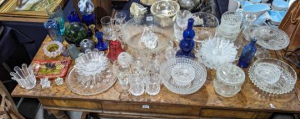 A quantity of assorted glass including large mould