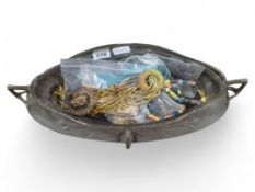 An Art Nouveau oval pewter