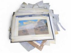 A large quantity of unframed coloured signed print