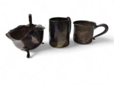 A silver sauce boat, 95.5g gross; together with tw