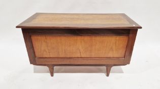 20th century oak chest with plain panelled front, on tapering supports, 54cm high x 95.5cm wide x