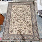 Belgian Modern Caesar cream ground rug with floral field, multiple floral borders 236cm x 173cm