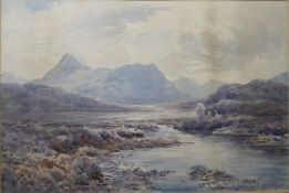 F MacKinnon (19th century) Watercolour Highland scene, signed lower left and dated 1840, 21cm x 31cm