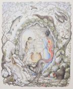 20th century illustration  'The Magic Cauldron, 1985', signed indistinctly lower right, 32.5cm x
