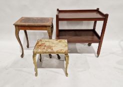 Brass and onyx rectangular occasional table, 40.5cm wide, a reproduction occasional table and a