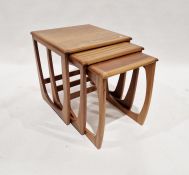 Mid-century nest of three teak side tables by Sunelm Products, largest 52cm high x 49cm wide x