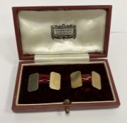 Pair 9ct gold double-oblong and chain cufflinks, 13.8g approx., in Harrods case