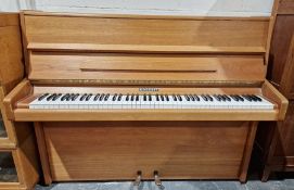 Late 20th century oak upright piano by Knight, measuring approx. 112cm high, 140cm wide, 55cm