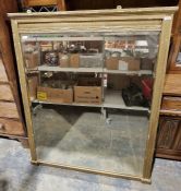 Large gilt framed bevel edged overmantel mirror of rectangular form, 139cm high x 105cm wide