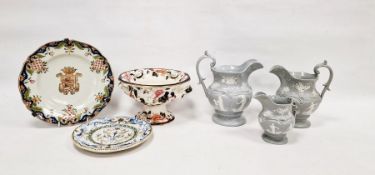 19th century Cantagalli faience plate decorated with mythical winged figures and animals, painted