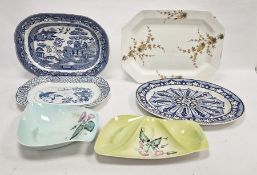 Carlton Ware blue ground dish moulded with purple flowers, a Carlton Ware hors d'oeuvres dish, a