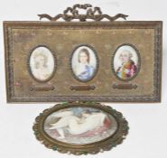 B Vichi (19th century school) Oval painting on ivory Leda and the swan Signed 6.4cm x 8.4cm