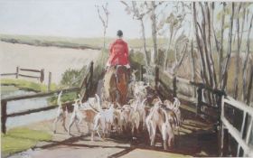 Katie Scorgie (contemporary) Limited edition print 'Over the Bridge' 11/50, 30cm x 49cm