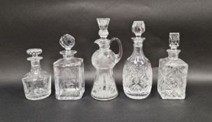 Edinburgh glass decanter with etched decoration depicting golfers, a glass decanter in the form of a