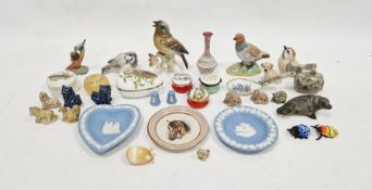 German model ceramic bird, Copenhagen model birds, other animal models and collectable items (1 box)