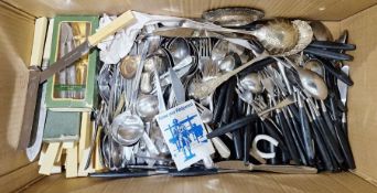 Quantity of Sheba Butler stainless steel flatware and other assorted flatware (1 box)