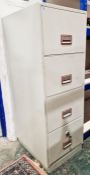 Phoenix 2244 four-drawer heavy sand-filled filing cabinet with two keys, 149cm high x 53cm wide x