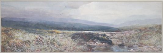 Early 20th century school Watercolour Highland scene with figure, signed indistinctly lower left,