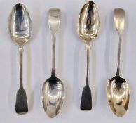 Four Victorian matched silver spoons, London 1841 and 1843, makers mark GA, 5toz approx.