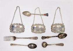 Three 1970s silver decanter labels 'Sherry', 'Port' and 'Whisky', 1ozt approx. in total, a silver