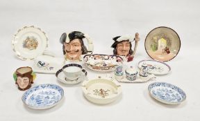 Masons Ironstone 'Mandalay' pattern oval dish, two Royal Doulton character jugs and a small jester