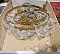 Two 20th century glass ceiling lights, each adorned with numerous cut glass droplets, largest 26cm
