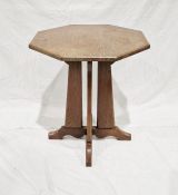 20th century oak octagonal table labelled to underside Hypnos, 57cm high x 52.5cm wide