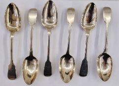 Set of six Victorian silver spoons, London 1838, makers mark WT/RA, 9toz approx.