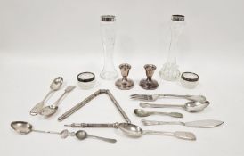 Two early 20th century silver mounted glass vases, 16.5cm and 17cm high approx. a pair of silver