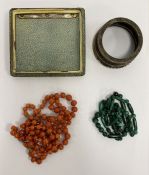 1920's silver and shagreen lid from a box 'Winchester Open Pairs 1927 A.C.Mckay', 10cm approx, a