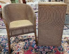 Vintage gold painted Lloyd Loom laundry basket, 76cm high x 42cm wide x 29cm deep approx. and a
