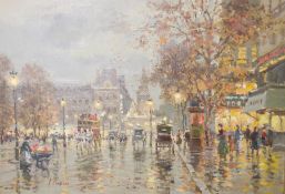 Valery Sekret (Russian, b.1950) Oil on canvas Paris street scene, signed lower left, 37cm x 53cm