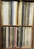 Teak music cabinet containing a quantity of mainly classical LP's, including Beethoven, Elgar,