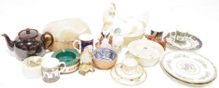 Royal Doulton figurine 'Prue', a Beswick model of a song thrush, a large Dee-Cee studio pottery