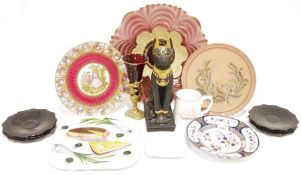 Vintage Royal Navy plastic biscuit barrel, a cloisonne lidded bowl, a Toledo pottery bowl and