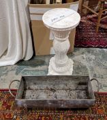 Italian white glazed pottery jardiniere stand, oak framed wall mirror, oval gilt framed wall mirror,