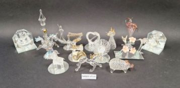 Quantity of lattice and filigree glass animals and ornaments, a Leonardo collection of Chinese style